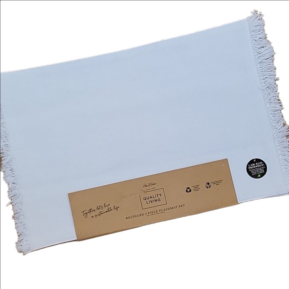 Set Of 4 Fringe Edge White 13"x19" Placemats